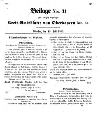 Königlich-bayerisches Kreis-Amtsblatt von Oberbayern (Münchner Intelligenzblatt) Dienstag 19. Juli 1859