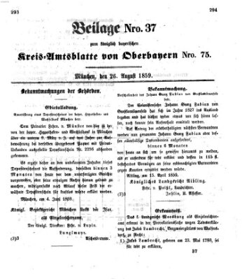 Königlich-bayerisches Kreis-Amtsblatt von Oberbayern (Münchner Intelligenzblatt) Freitag 26. August 1859