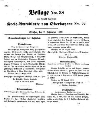 Königlich-bayerisches Kreis-Amtsblatt von Oberbayern (Münchner Intelligenzblatt) Freitag 2. September 1859