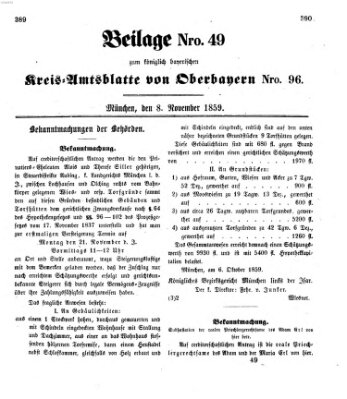 Königlich-bayerisches Kreis-Amtsblatt von Oberbayern (Münchner Intelligenzblatt) Dienstag 8. November 1859