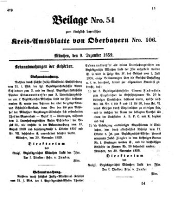 Königlich-bayerisches Kreis-Amtsblatt von Oberbayern (Münchner Intelligenzblatt) Freitag 9. Dezember 1859