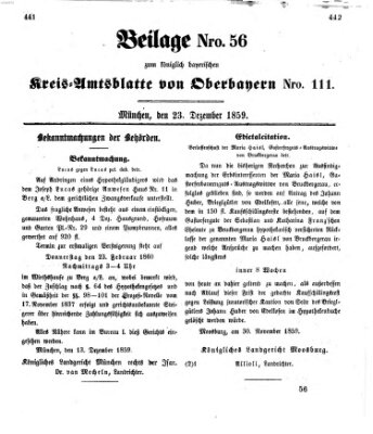 Königlich-bayerisches Kreis-Amtsblatt von Oberbayern (Münchner Intelligenzblatt) Freitag 23. Dezember 1859