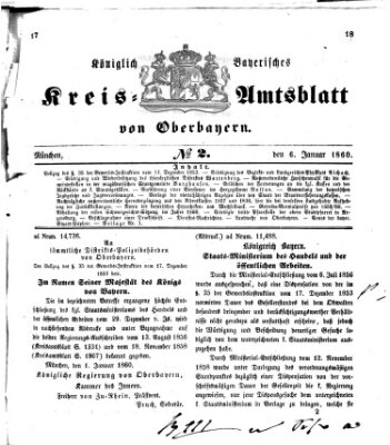 Königlich-bayerisches Kreis-Amtsblatt von Oberbayern (Münchner Intelligenzblatt) Freitag 6. Januar 1860