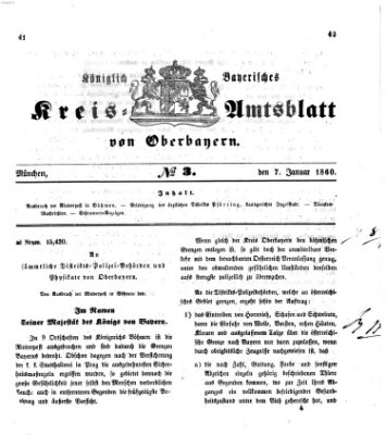 Königlich-bayerisches Kreis-Amtsblatt von Oberbayern (Münchner Intelligenzblatt) Samstag 7. Januar 1860