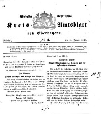 Königlich-bayerisches Kreis-Amtsblatt von Oberbayern (Münchner Intelligenzblatt) Dienstag 10. Januar 1860