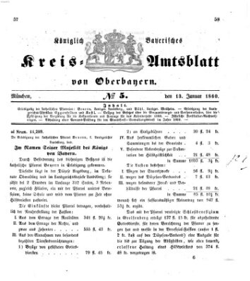 Königlich-bayerisches Kreis-Amtsblatt von Oberbayern (Münchner Intelligenzblatt) Freitag 13. Januar 1860