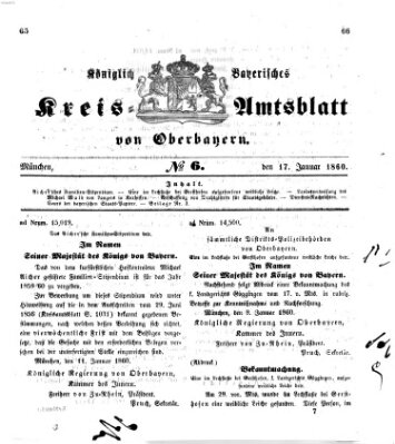 Königlich-bayerisches Kreis-Amtsblatt von Oberbayern (Münchner Intelligenzblatt) Dienstag 17. Januar 1860