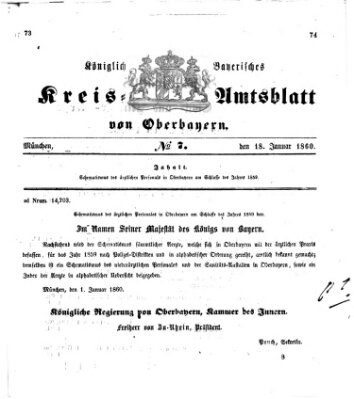 Königlich-bayerisches Kreis-Amtsblatt von Oberbayern (Münchner Intelligenzblatt) Mittwoch 18. Januar 1860