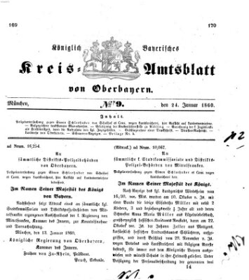 Königlich-bayerisches Kreis-Amtsblatt von Oberbayern (Münchner Intelligenzblatt) Dienstag 24. Januar 1860