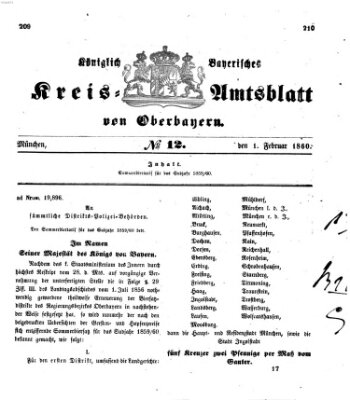 Königlich-bayerisches Kreis-Amtsblatt von Oberbayern (Münchner Intelligenzblatt) Mittwoch 1. Februar 1860