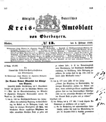 Königlich-bayerisches Kreis-Amtsblatt von Oberbayern (Münchner Intelligenzblatt) Freitag 3. Februar 1860