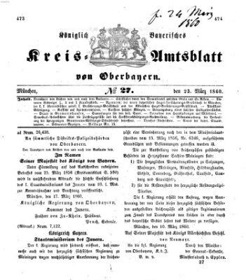 Königlich-bayerisches Kreis-Amtsblatt von Oberbayern (Münchner Intelligenzblatt) Freitag 23. März 1860