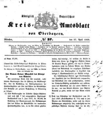 Königlich-bayerisches Kreis-Amtsblatt von Oberbayern (Münchner Intelligenzblatt) Freitag 27. April 1860