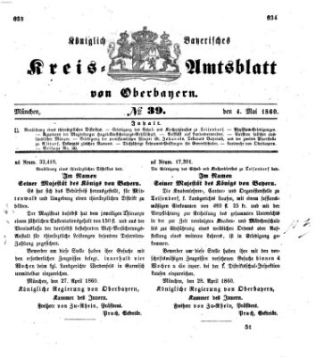 Königlich-bayerisches Kreis-Amtsblatt von Oberbayern (Münchner Intelligenzblatt) Freitag 4. Mai 1860