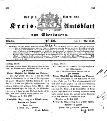 Königlich-bayerisches Kreis-Amtsblatt von Oberbayern (Münchner Intelligenzblatt) Freitag 11. Mai 1860