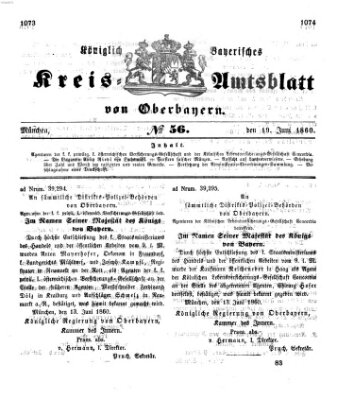 Königlich-bayerisches Kreis-Amtsblatt von Oberbayern (Münchner Intelligenzblatt) Dienstag 19. Juni 1860