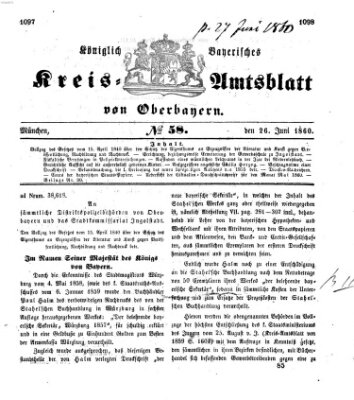 Königlich-bayerisches Kreis-Amtsblatt von Oberbayern (Münchner Intelligenzblatt) Dienstag 26. Juni 1860