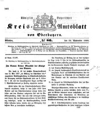 Königlich-bayerisches Kreis-Amtsblatt von Oberbayern (Münchner Intelligenzblatt) Sonntag 23. September 1860