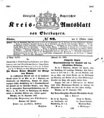 Königlich-bayerisches Kreis-Amtsblatt von Oberbayern (Münchner Intelligenzblatt) Dienstag 2. Oktober 1860