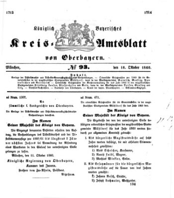 Königlich-bayerisches Kreis-Amtsblatt von Oberbayern (Münchner Intelligenzblatt) Dienstag 16. Oktober 1860