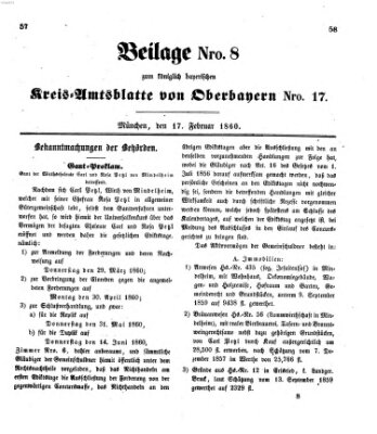 Königlich-bayerisches Kreis-Amtsblatt von Oberbayern (Münchner Intelligenzblatt) Freitag 17. Februar 1860