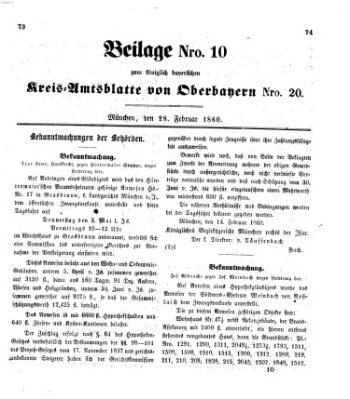 Königlich-bayerisches Kreis-Amtsblatt von Oberbayern (Münchner Intelligenzblatt) Dienstag 28. Februar 1860