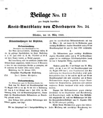 Königlich-bayerisches Kreis-Amtsblatt von Oberbayern (Münchner Intelligenzblatt) Dienstag 13. März 1860