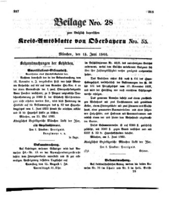 Königlich-bayerisches Kreis-Amtsblatt von Oberbayern (Münchner Intelligenzblatt) Freitag 15. Juni 1860