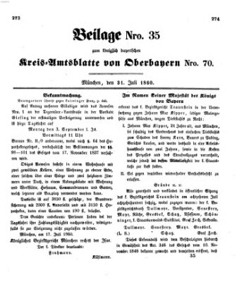 Königlich-bayerisches Kreis-Amtsblatt von Oberbayern (Münchner Intelligenzblatt) Dienstag 31. Juli 1860