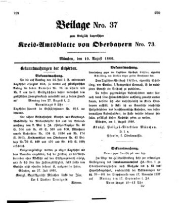 Königlich-bayerisches Kreis-Amtsblatt von Oberbayern (Münchner Intelligenzblatt) Freitag 10. August 1860