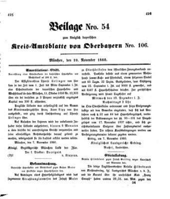 Königlich-bayerisches Kreis-Amtsblatt von Oberbayern (Münchner Intelligenzblatt) Dienstag 20. November 1860