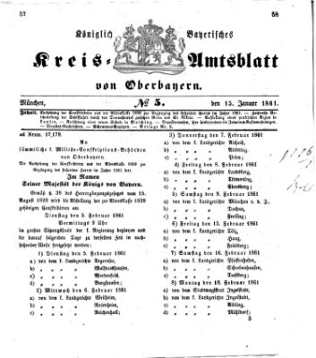 Königlich-bayerisches Kreis-Amtsblatt von Oberbayern (Münchner Intelligenzblatt) Dienstag 15. Januar 1861