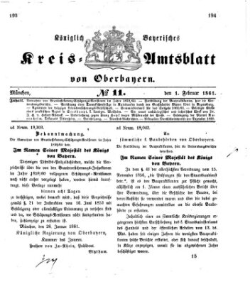 Königlich-bayerisches Kreis-Amtsblatt von Oberbayern (Münchner Intelligenzblatt) Freitag 1. Februar 1861