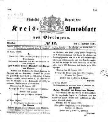 Königlich-bayerisches Kreis-Amtsblatt von Oberbayern (Münchner Intelligenzblatt) Dienstag 5. Februar 1861