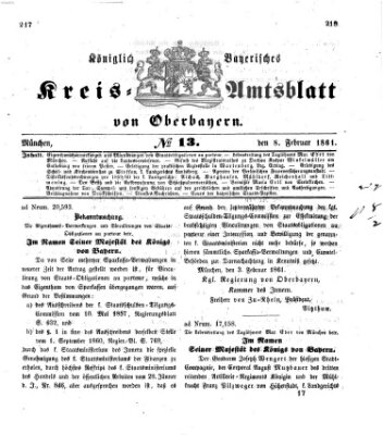 Königlich-bayerisches Kreis-Amtsblatt von Oberbayern (Münchner Intelligenzblatt) Freitag 8. Februar 1861