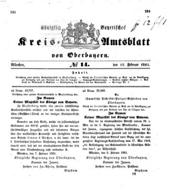 Königlich-bayerisches Kreis-Amtsblatt von Oberbayern (Münchner Intelligenzblatt) Dienstag 12. Februar 1861