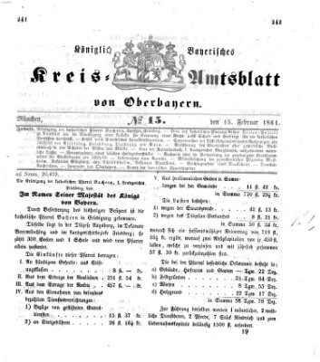 Königlich-bayerisches Kreis-Amtsblatt von Oberbayern (Münchner Intelligenzblatt) Freitag 15. Februar 1861