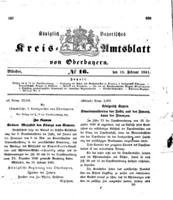 Königlich-bayerisches Kreis-Amtsblatt von Oberbayern (Münchner Intelligenzblatt) Dienstag 19. Februar 1861