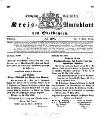 Königlich-bayerisches Kreis-Amtsblatt von Oberbayern (Münchner Intelligenzblatt) Dienstag 2. April 1861