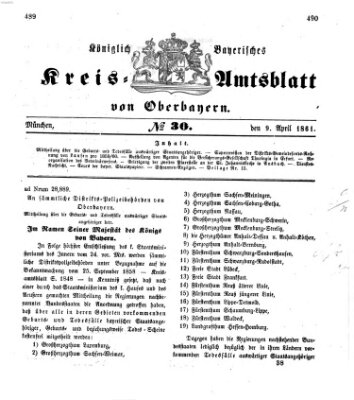 Königlich-bayerisches Kreis-Amtsblatt von Oberbayern (Münchner Intelligenzblatt) Dienstag 9. April 1861