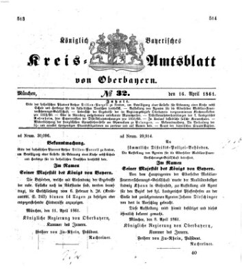 Königlich-bayerisches Kreis-Amtsblatt von Oberbayern (Münchner Intelligenzblatt) Dienstag 16. April 1861