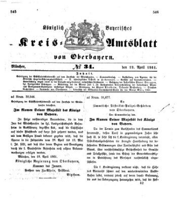 Königlich-bayerisches Kreis-Amtsblatt von Oberbayern (Münchner Intelligenzblatt) Dienstag 23. April 1861