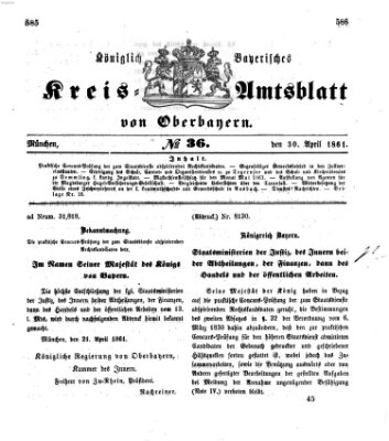 Königlich-bayerisches Kreis-Amtsblatt von Oberbayern (Münchner Intelligenzblatt) Dienstag 30. April 1861