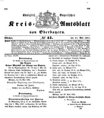 Königlich-bayerisches Kreis-Amtsblatt von Oberbayern (Münchner Intelligenzblatt) Freitag 31. Mai 1861