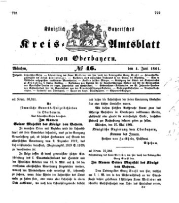 Königlich-bayerisches Kreis-Amtsblatt von Oberbayern (Münchner Intelligenzblatt) Dienstag 4. Juni 1861