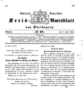 Königlich-bayerisches Kreis-Amtsblatt von Oberbayern (Münchner Intelligenzblatt) Freitag 7. Juni 1861