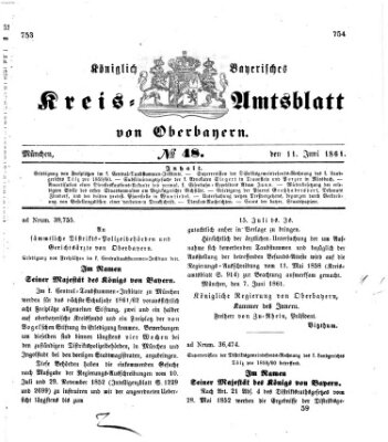 Königlich-bayerisches Kreis-Amtsblatt von Oberbayern (Münchner Intelligenzblatt) Dienstag 11. Juni 1861