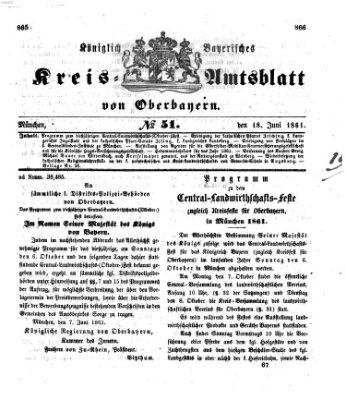 Königlich-bayerisches Kreis-Amtsblatt von Oberbayern (Münchner Intelligenzblatt) Dienstag 18. Juni 1861