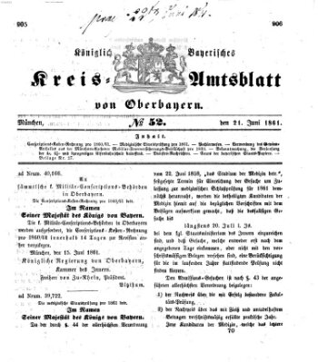 Königlich-bayerisches Kreis-Amtsblatt von Oberbayern (Münchner Intelligenzblatt) Freitag 21. Juni 1861
