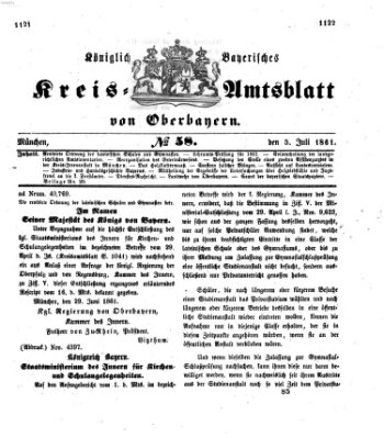 Königlich-bayerisches Kreis-Amtsblatt von Oberbayern (Münchner Intelligenzblatt) Freitag 5. Juli 1861